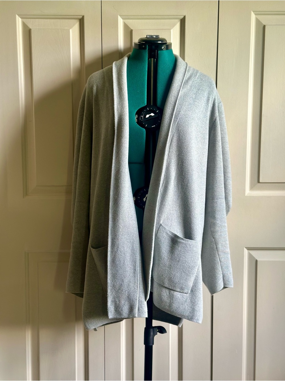 J Crew 100% Cotton Soft Open-Front Cardigan/Sweater Blazer in Light Gray - XXL